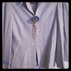 St. John light blue tweed suit